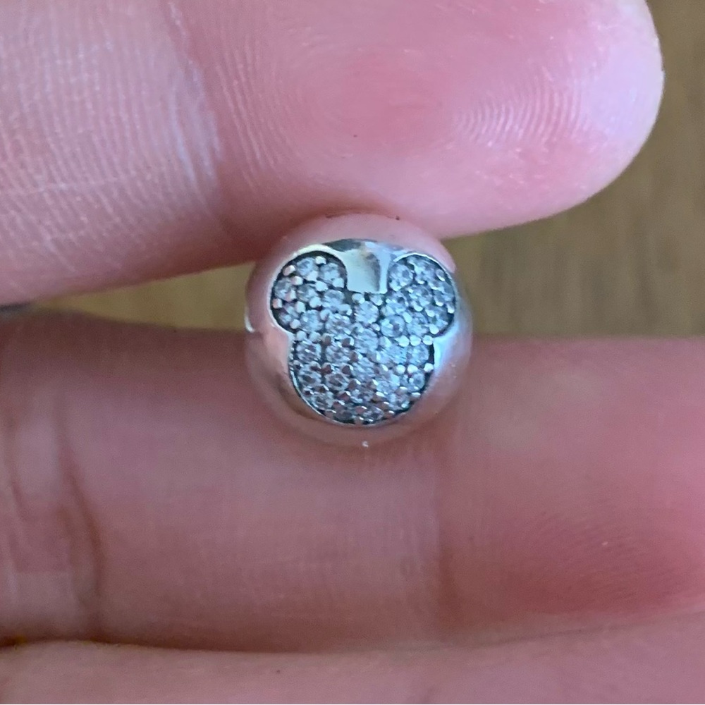 NWOT Disney Mickey Mouse Pave Stopper Safety Clip Charm Sterling Silver 925 - Picture 4 of 10